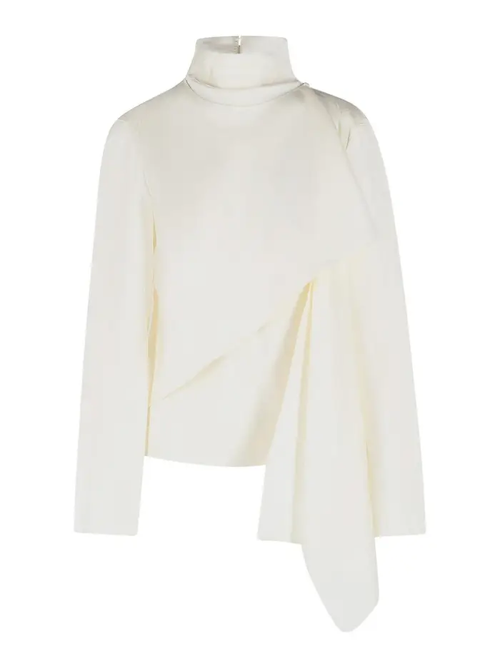 Blusa sciarpa di seta color crema