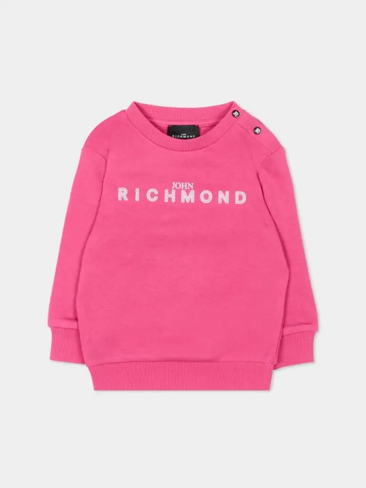 Richmond felpa fucsia neonata logo lettering