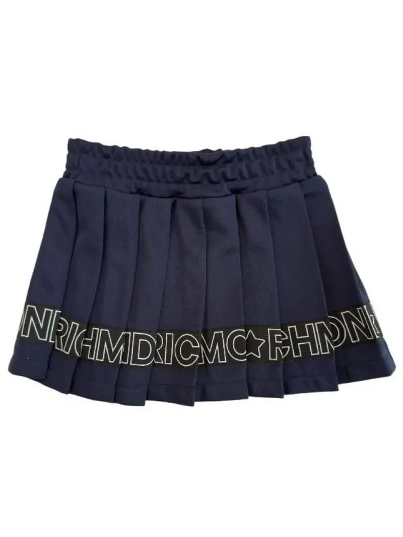 Richmond gonna blu navy bambina in cotone logo lettering sul fondo