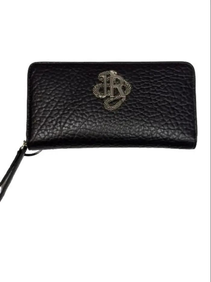 portafoglio nero donna maxi logo