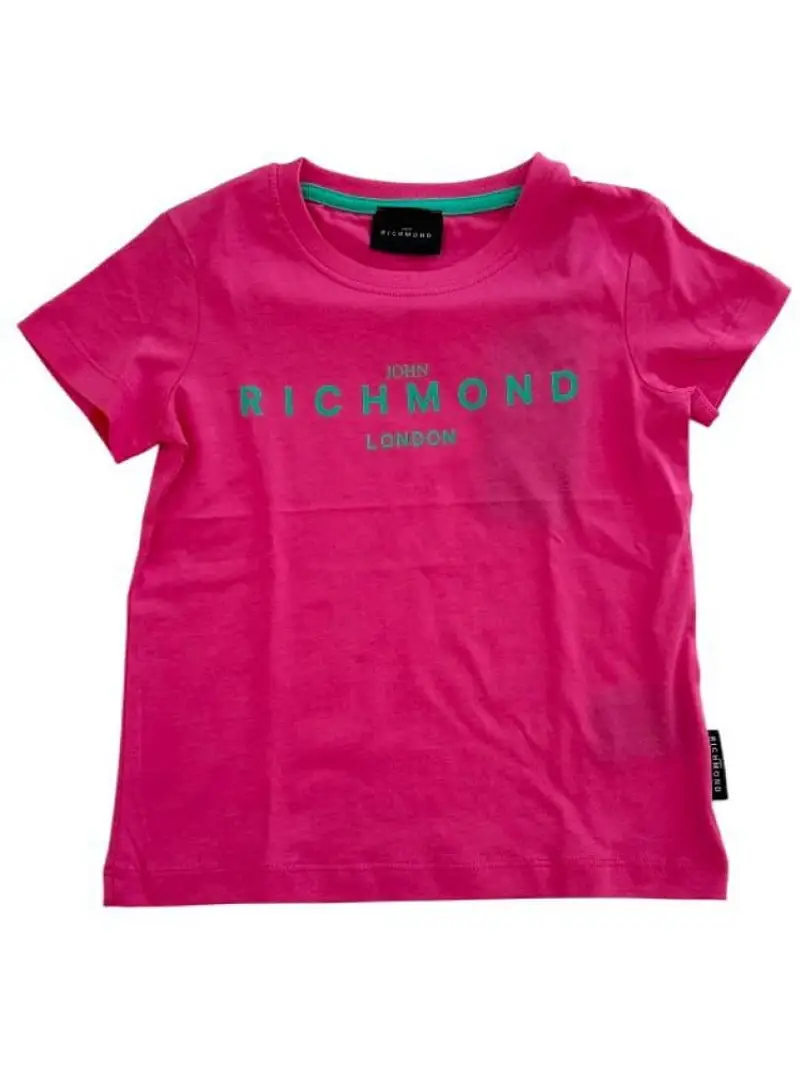 Richmond tshirt fucsia bambina in cotone logo a contrasto
