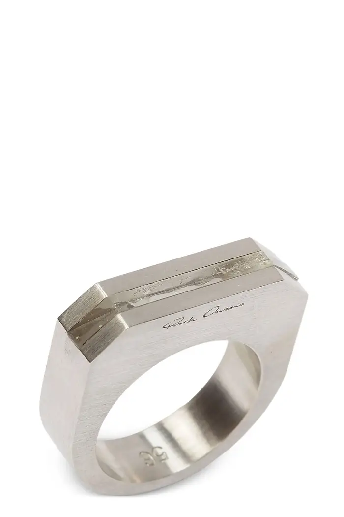 RICK OWENS Anello Crystal Hollywood Argento