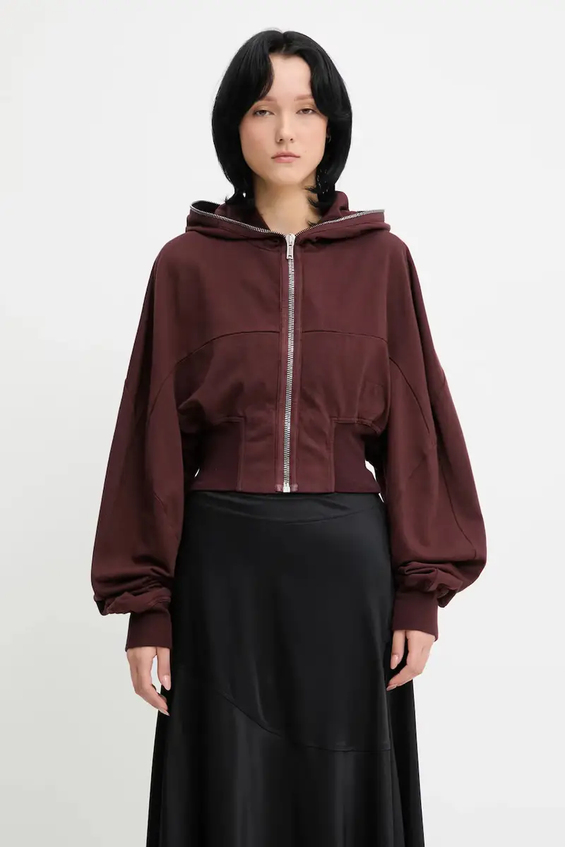 Rick Owens DRKSHDW felpa in cotone Collage Gimp donna colore marrone con cappuccio DS02E7233.RIG