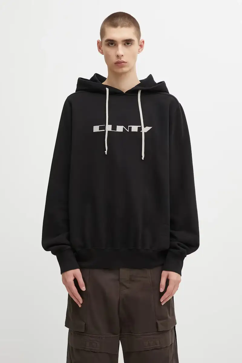 Rick Owens DRKSHDW felpa in cotone Oversized uomo colore nero con cappuccio DU02E7262.FEP2P