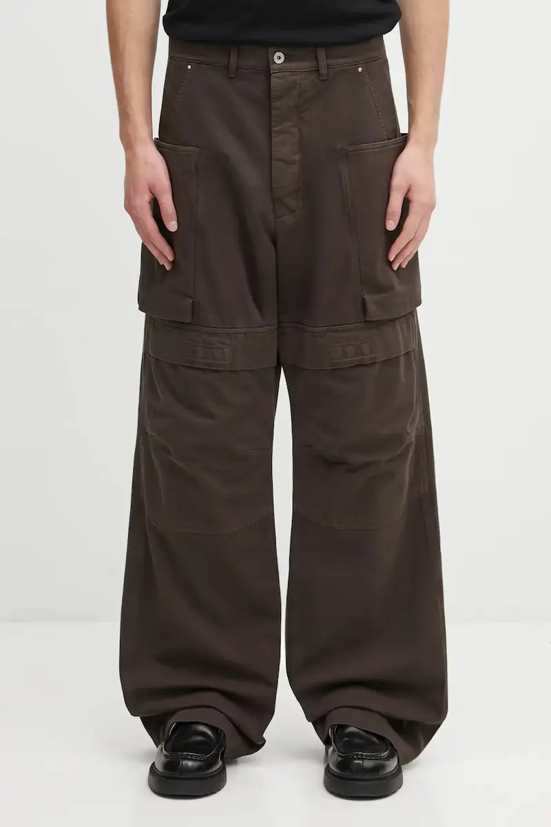 Rick Owens DRKSHDW pantaloni in cotone Stefan Cargo uomo colore marrone DU02E7368.TW