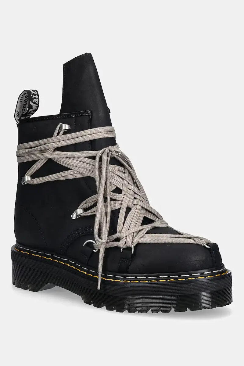 Rick Owens DRKSHDW scarponi da trekking in pelle x Dr. Martens 1460 Quad Sole Megalace® Boot uomo colore nero DM02E6812.8001