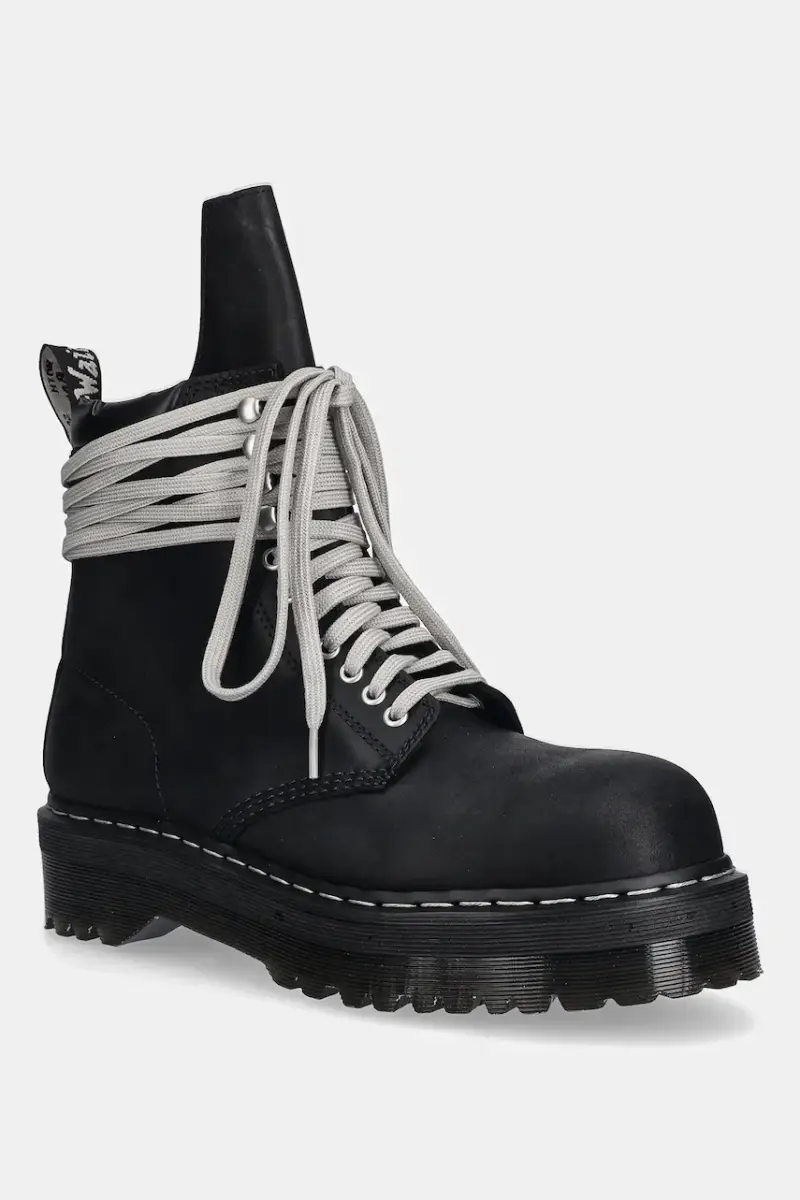 Rick Owens DRKSHDW scarponi da trekking in pelle x Dr. Martens Quad Sole Steel Toe Boot uomo colore nero DM02E6813.9001
