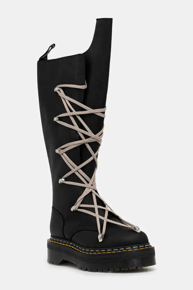 Rick Owens DRKSHDW stivali x Dr. Martens 1B60 Quad Sole Pentalace Boot donna colore nero DW02E6811.0001