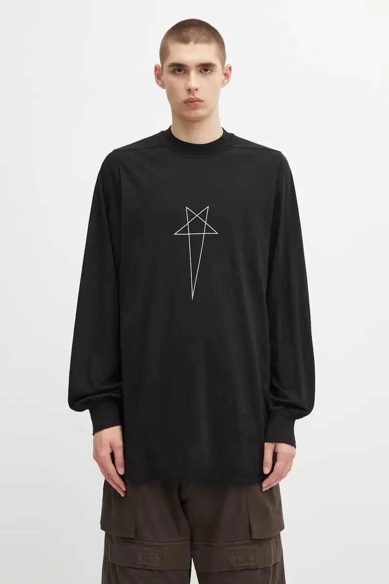 Rick Owens DRKSHDW top a maniche lunghe in cotone Jumbo Ls T colore nero DU02E7261.RNEP3
