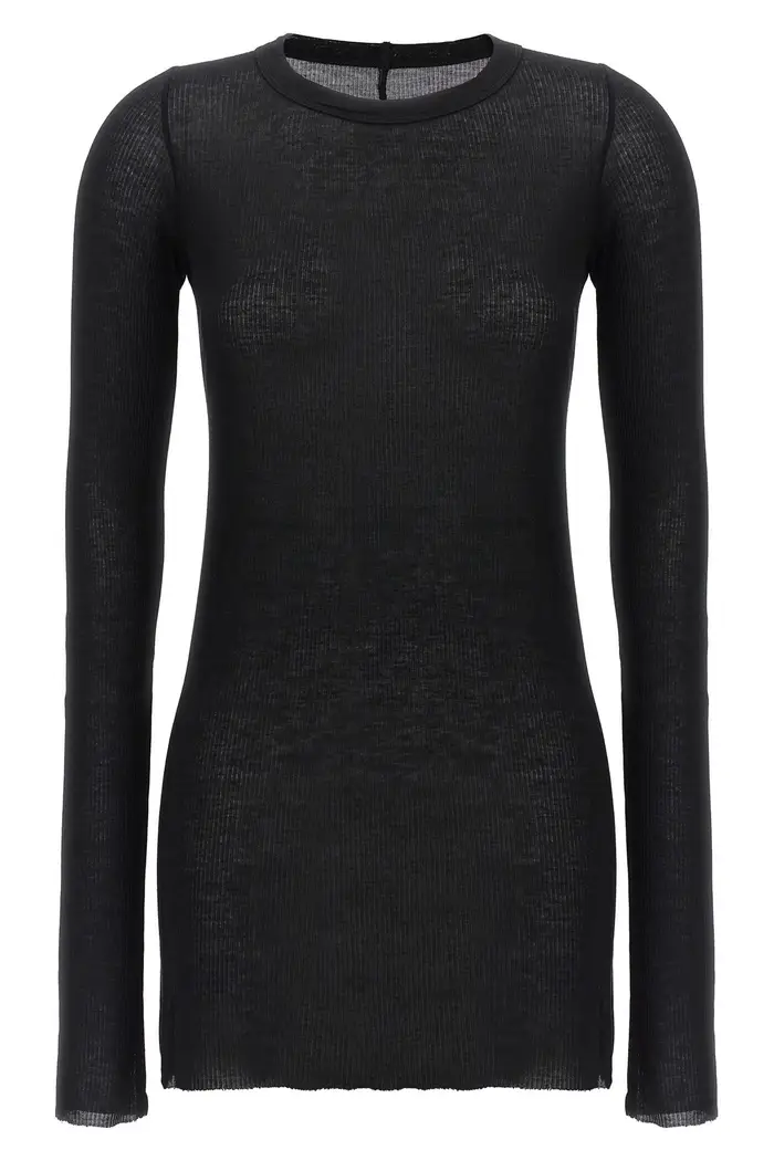 RICK OWENS T-Shirt Rib Ls T Nero