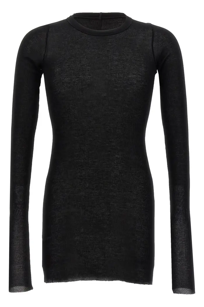 RICK OWENS T-Shirt Rib Ls T Nero
