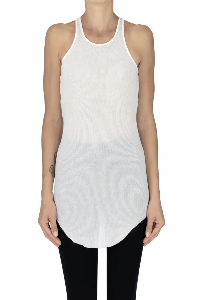 Rick Owens Tank top lungo a costine Avorio