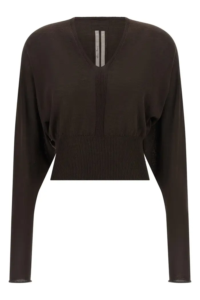 RICK OWENS Top V Cropped Marrone