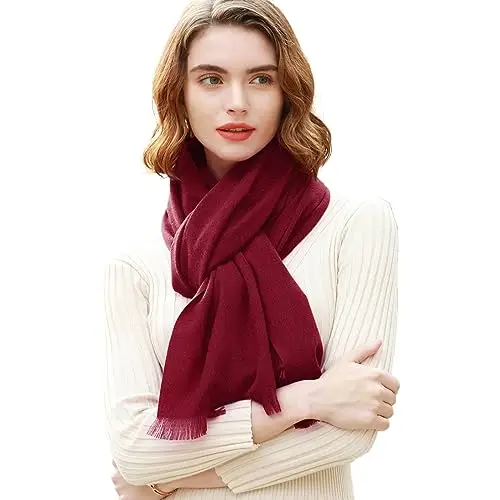 RIIQIICHY Sciarpa da donna Invernale Pashmina Foulard Vino Rosso Cerimonia Scialle Stola Lungo grande elegante spesse