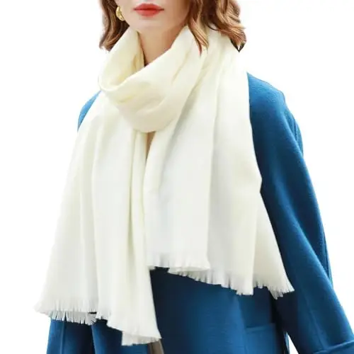 RIIQIICHY Sciarpa Donna Invernale Bianco Pashmina Scialle Stola Elegante Cerimonia Foulard Lungo Grande Spesse Calde