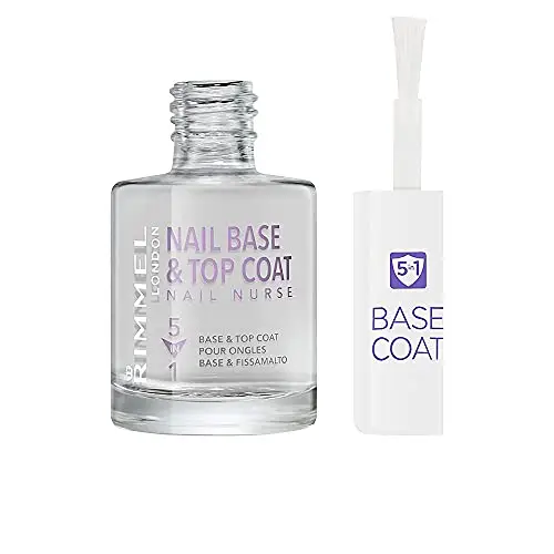 Rimmel London Nail Base e Top Coat Trasparente 5 in 1 per Smalto Unghie, Rinforzante. Levigante. Fissante. Protettivo