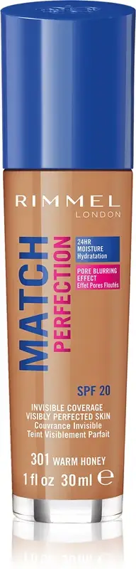 Rimmel Match Perfection fondotinta liquido SPF 20 colore 301 Warm Honey 30 ml