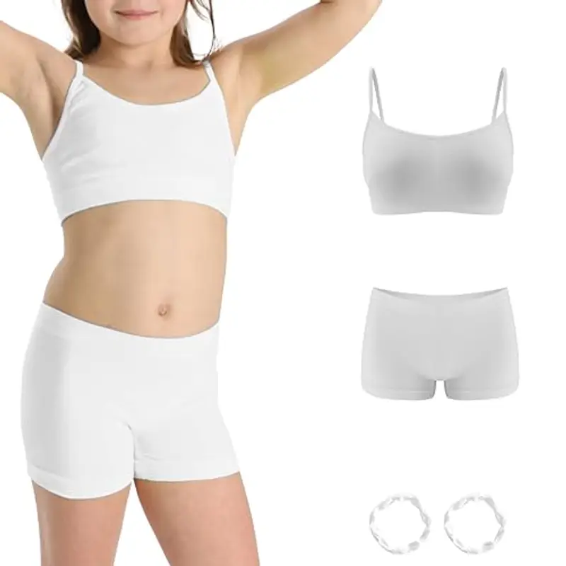 Risalti Set Top Bambina e Pantaloncini in Microfibra - Top e Culotte Bambina Morbidi, Completo Intimo Bimba Senza