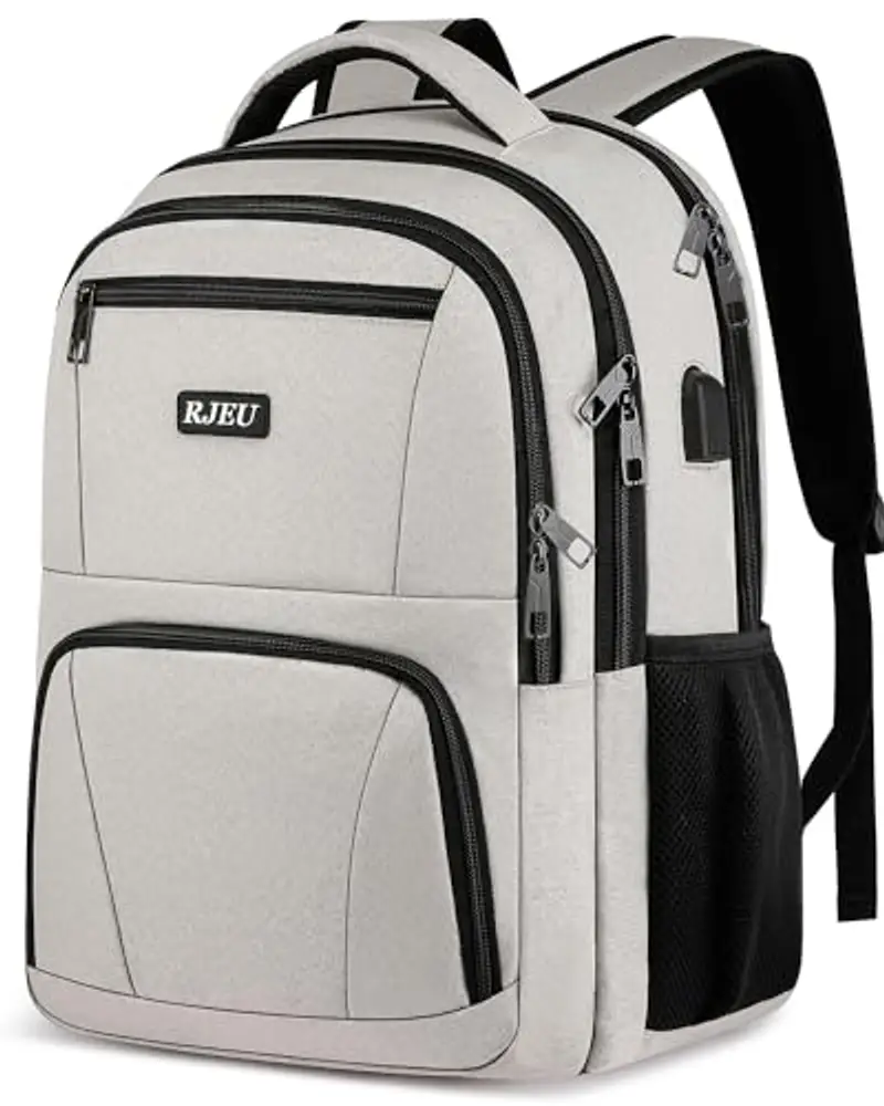 RJEU Zaino Uomo Donna, Zaini Scuola per Media Superiore Università USB Adulti Zaini porta Lavoro Ufficio, 15.6 Pollic
