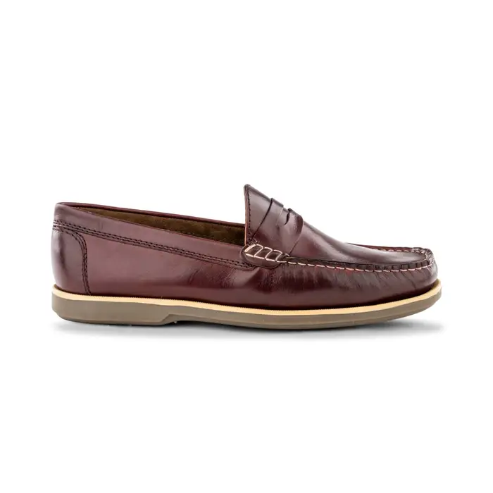 ROAD 3 Mocassini bordeaux da uomo in pelle con cuciture a contrasto