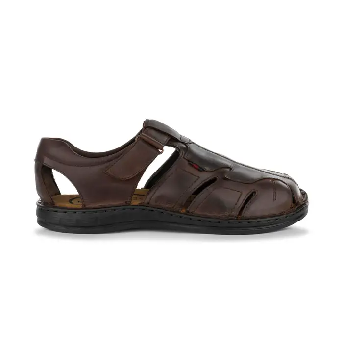 ROAD 3 Sandali chiusi da uomo in pelle marrone con cinturino a strappo
