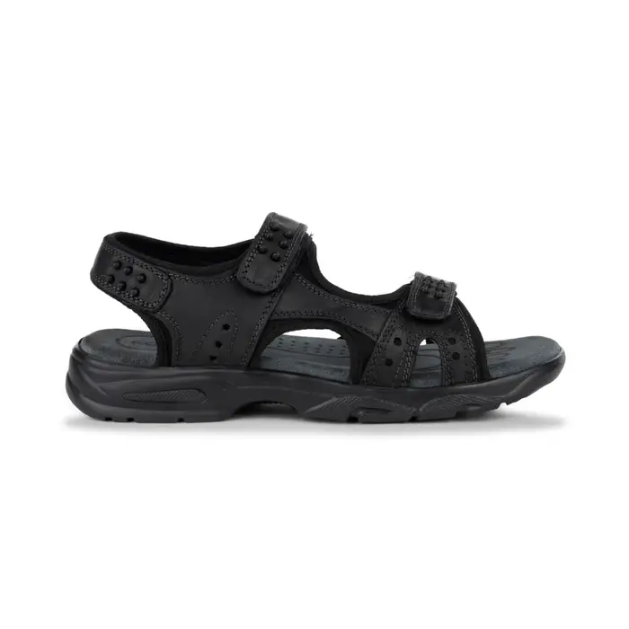 ROAD 3 Sandali sportivi da uomo neri in pelle con triplo cinturino a strappo