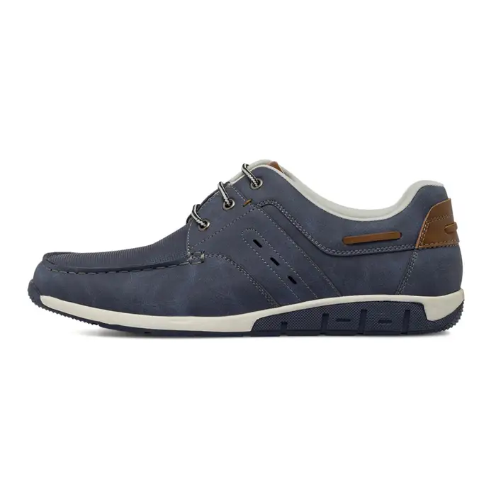 ROAD 3 Scarpe casual da uomo blu stringate con cuciture stile mocassino