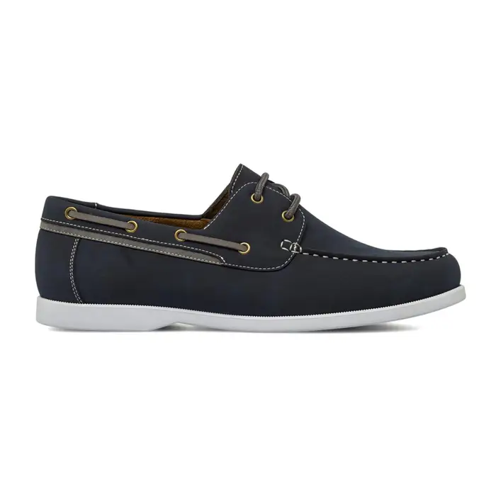 ROAD 3 Scarpe da barca blu da uomo effetto scamosciato con cuciture