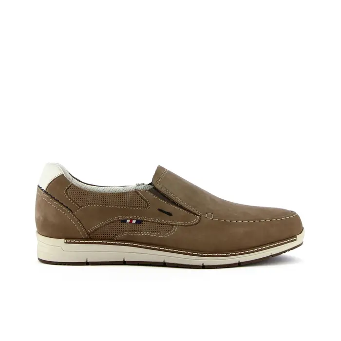 ROAD 3 Slip-on beige in pelle con cuciture