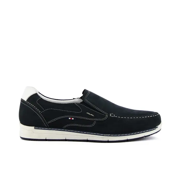 ROAD 3 Slip-on blu in pelle con cuciture