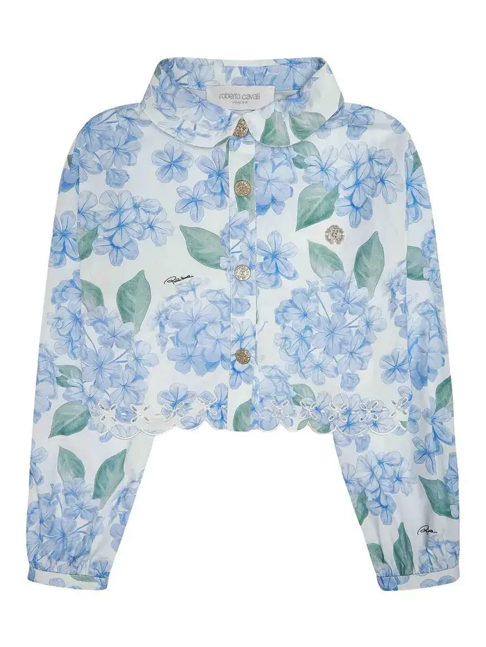 Roberto Cavalli Camicia A Fiori Bianco