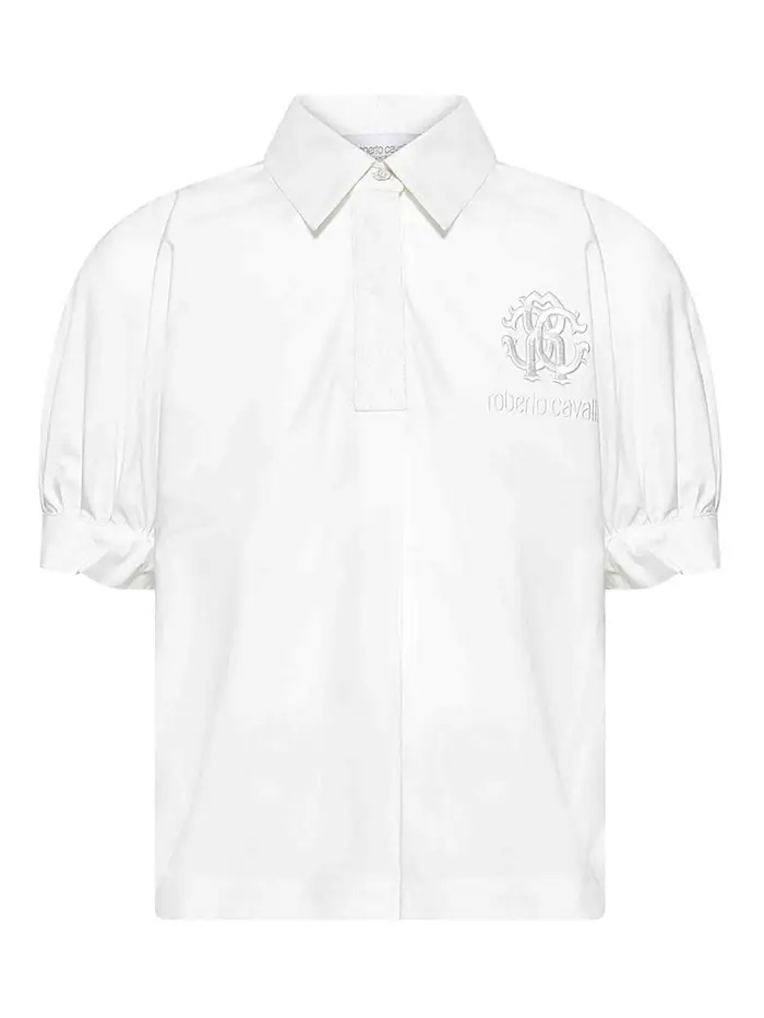 Roberto Cavalli Camicia Con Logo Bianco