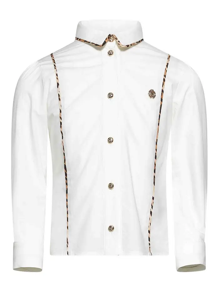 Roberto Cavalli Camicia Con Logo Bianco