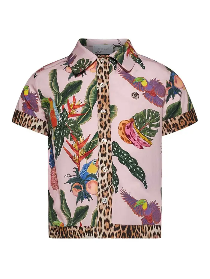 Roberto Cavalli Camicia Con Stampa Color Carne E Neutri