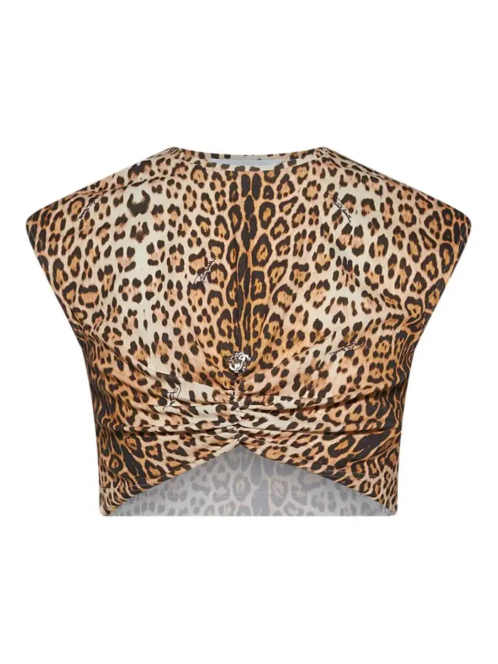 Roberto Cavalli T-Shirt Con Stampa Marrone