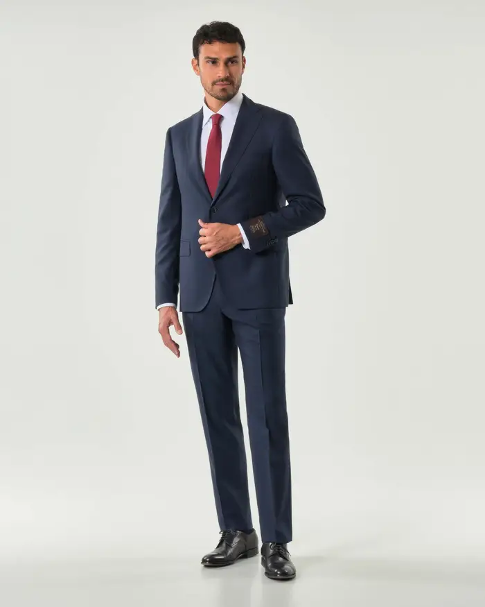 Rodolfo Pellizzari Abito Pellizzari drop6 blu in tela di lana Vitale Barberis Canonico principe di Galles soffuso