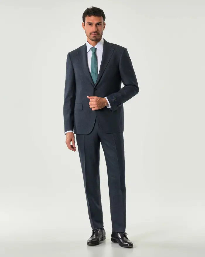 Rodolfo Pellizzari Abito Pellizzari drop6 blu micro pied de poule in tela di lana e seta Vitale Barberis Canonico