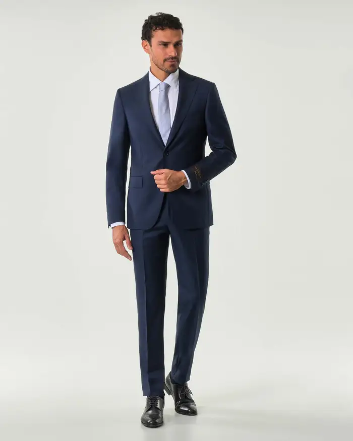 Rodolfo Pellizzari Abito Pellizzari drop7 blu in tela di pura lana Vitale Barberis Canonico