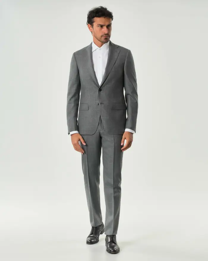 Rodolfo Pellizzari Abito Pellizzari drop7 in tela di lana Vitale Barberis Canonico a fantasia check grigio
