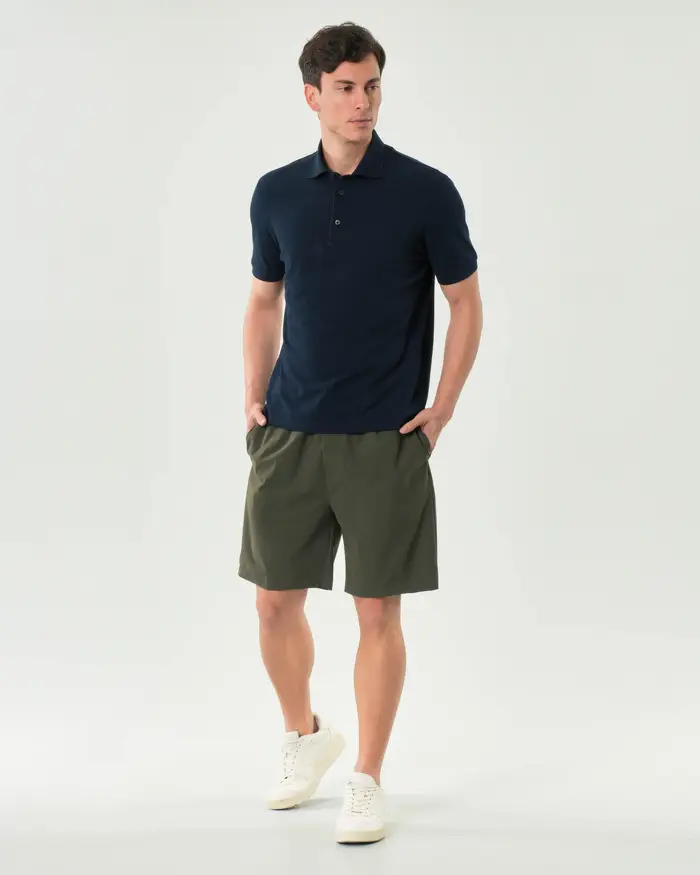 Rodolfo Pellizzari Bermuda chino slim verde militare in tessuto tecnico stretch