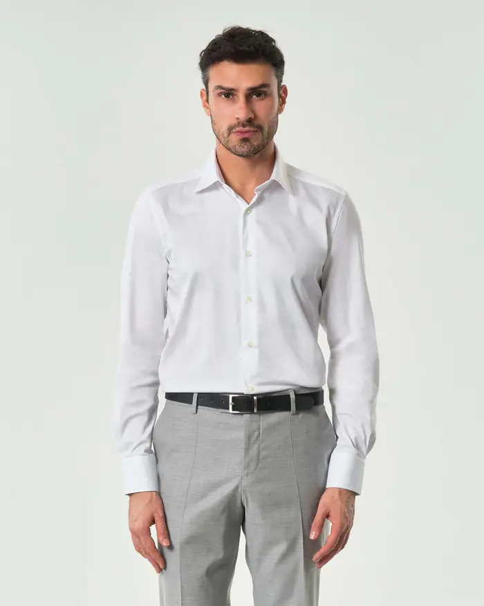 Rodolfo Pellizzari Camicia bianca Pellizzari in rasatello di cotone stretch