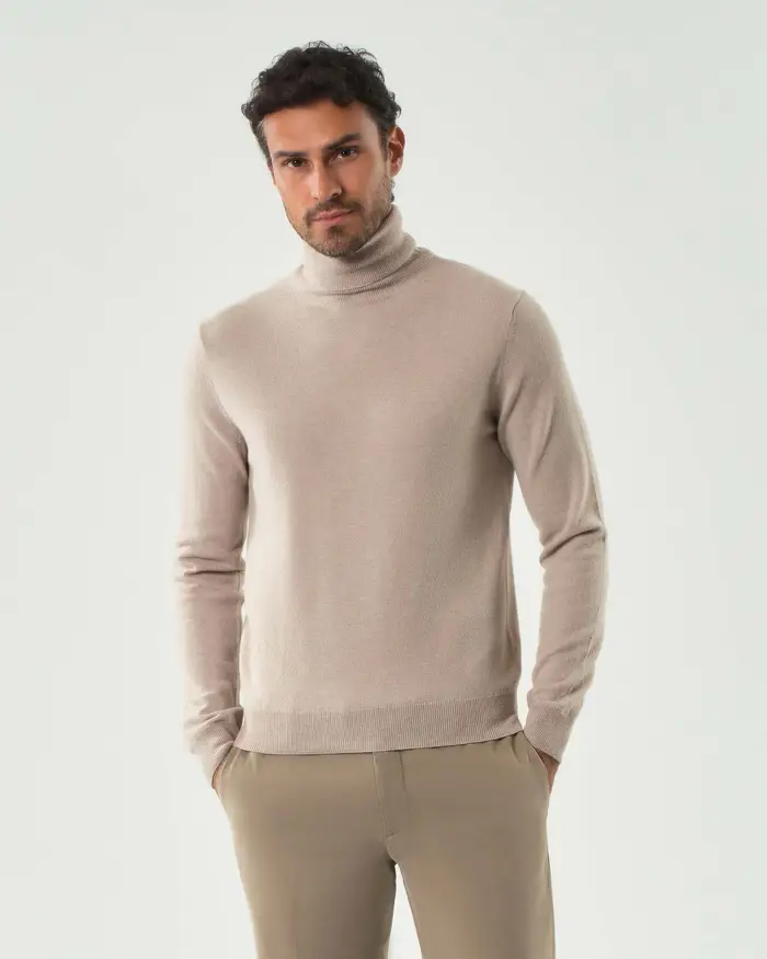 Rodolfo Pellizzari Dolcevita Pellizzari beige in misto lana e cachemire finezza