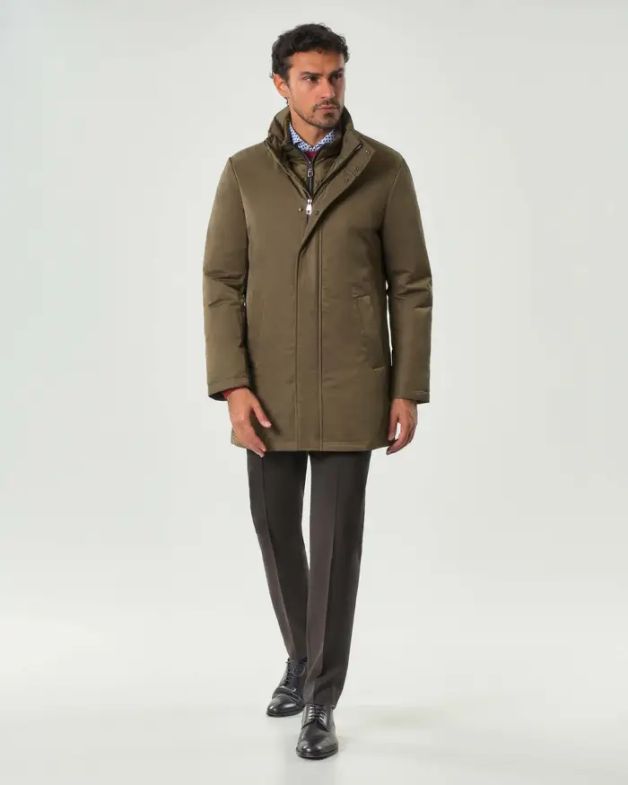 Rodolfo Pellizzari Impermeabile Amburgo Pellizzari color bronzo in misto cotone con davantino staccabile imbottito in piuma