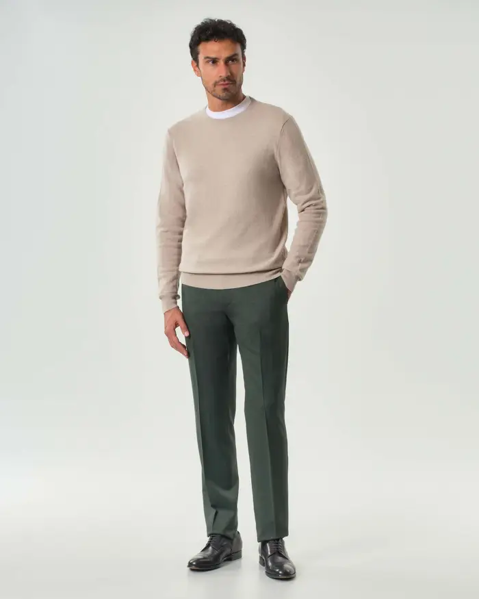 Rodolfo Pellizzari Maglia girocollo Pellizzari beige in misto lana e cachemire finezza