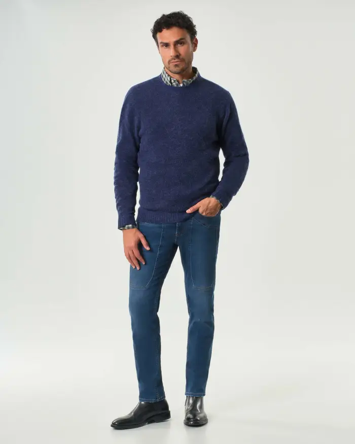 Rodolfo Pellizzari Maglia girocollo Pellizzari blu indaco in alpaca