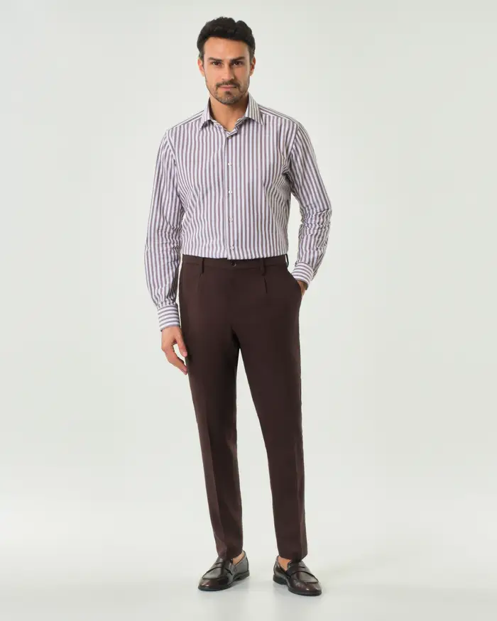 Rodolfo Pellizzari Pantalone Pellizzari marrone in puro lino con una pinces