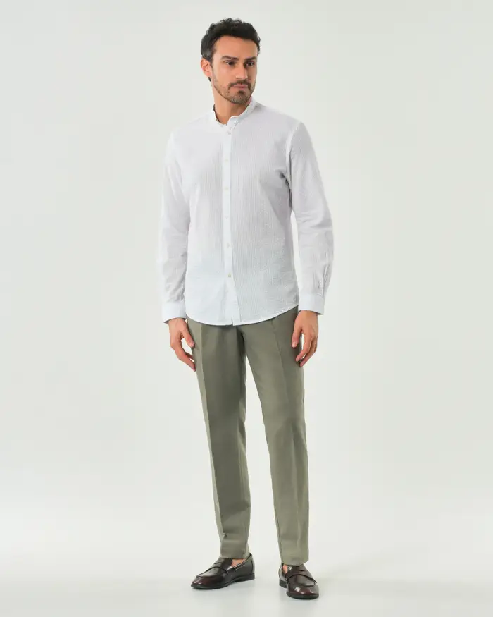 Rodolfo Pellizzari Pantalone Pellizzari verde salvia in puro lino con una pinces