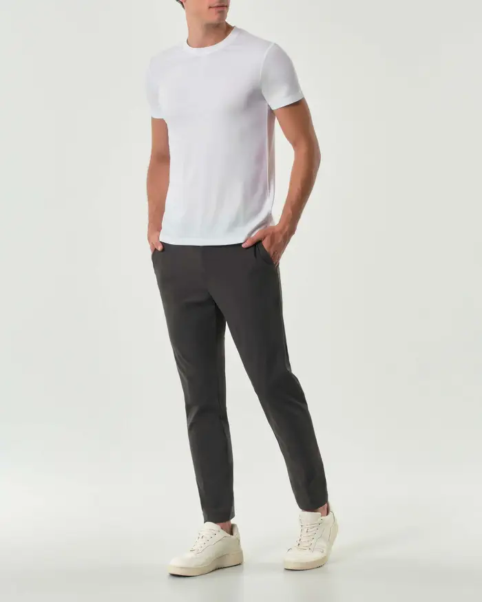 Rodolfo Pellizzari Pantaloni chino Pellizzari slim marrone in tessuto tecnico stretch