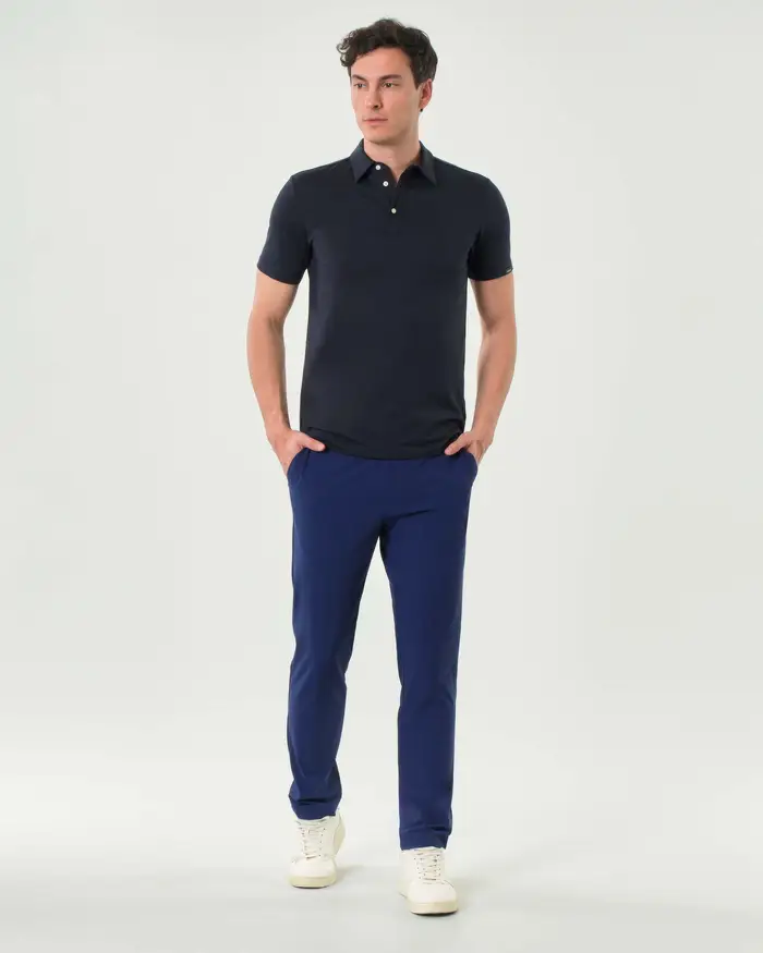 Rodolfo Pellizzari Pantaloni chino slim blu royal in tessuto tecnico stretch