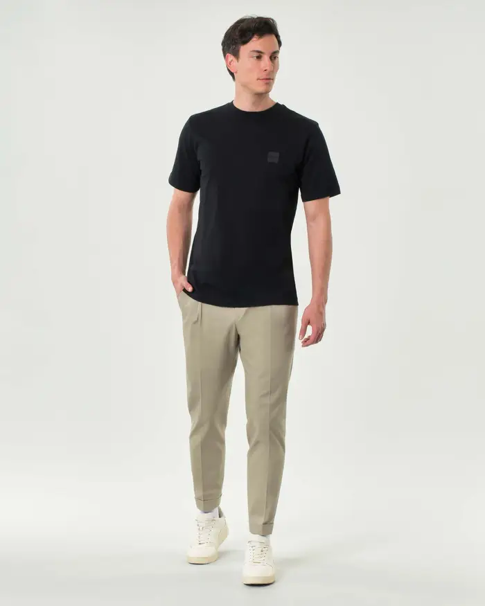 Rodolfo Pellizzari Pantaloni chino tortora in gabardina tinto pezza stretch con pinces in vita